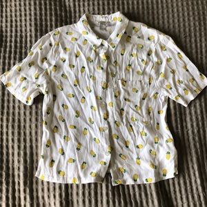 Forever 21 Pineapple Button Down Tshirt